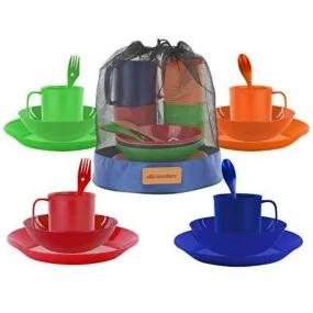 16-Piece Plastic Outdoor Dinnerware Camping Dish Set