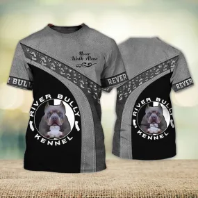 3D Dog T Shirts, Bully Love Grey Never Walk Alone All Over Print T-Shirt, Gift For Pet Loves