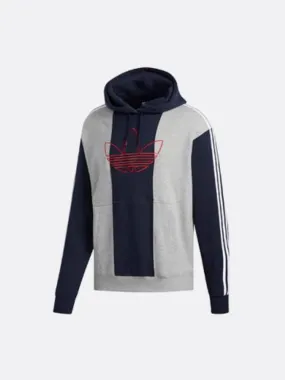 adidas - Men - Off Court Trefoil Pullover Hoody  - Medium Grey/Legend Ink