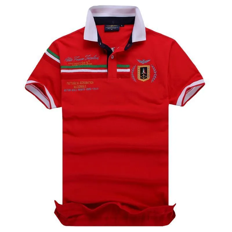 Aeronautical Polo Shirt Men's Boutique Embroidery Breathable-Red