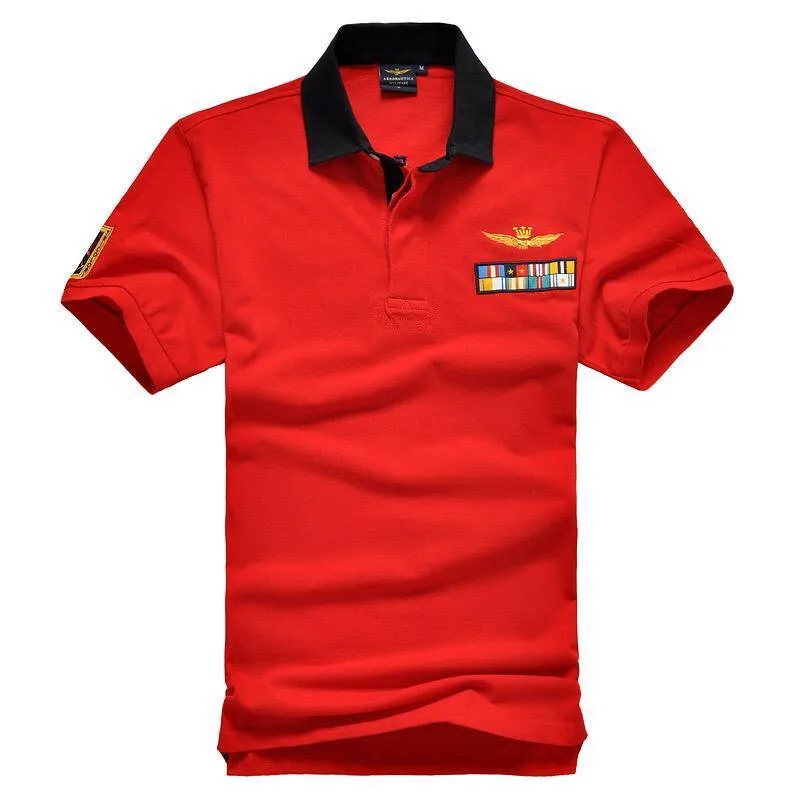 Aeronautical  Polo Shirt Men's Short Sleeve With Rank Badge