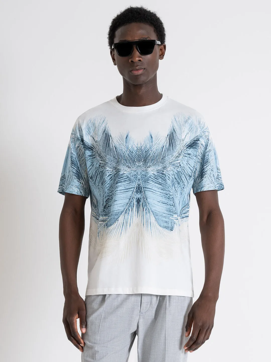 Antony Morato Men Off White Printed Round Neck Short Sleeves T-Shirt