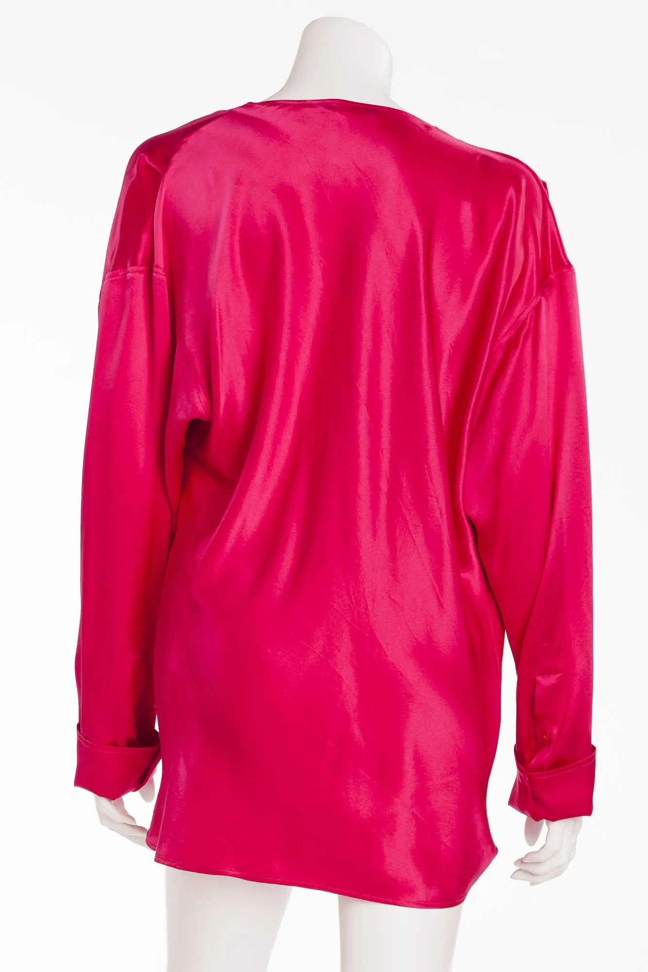 Balmain - Faux Wrap Silk Fuschia Blouse - FR 40