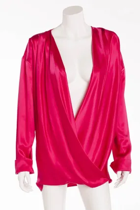 Balmain - Faux Wrap Silk Fuschia Blouse - FR 40