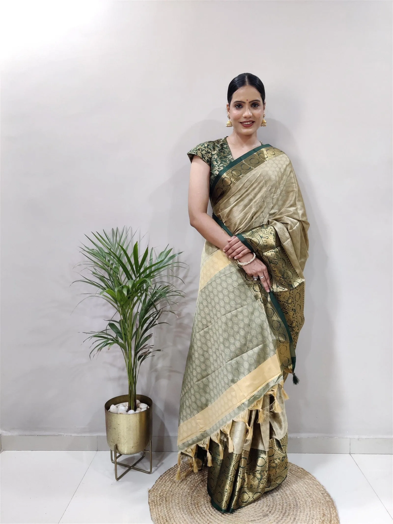 Beige Colour Cotton Silk Saree For Women's