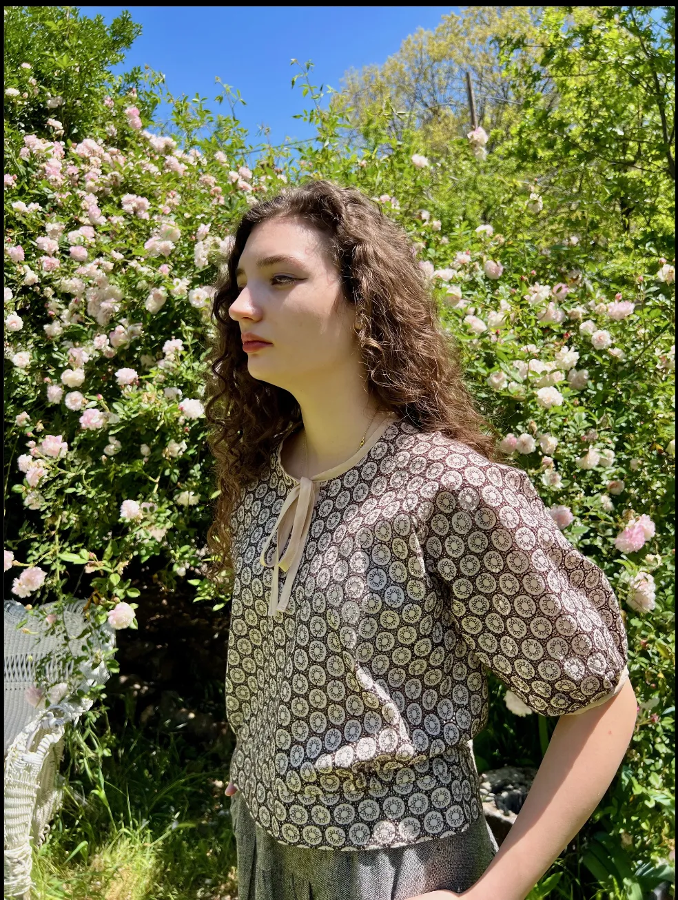 Blouse With Silk Tie - Cream