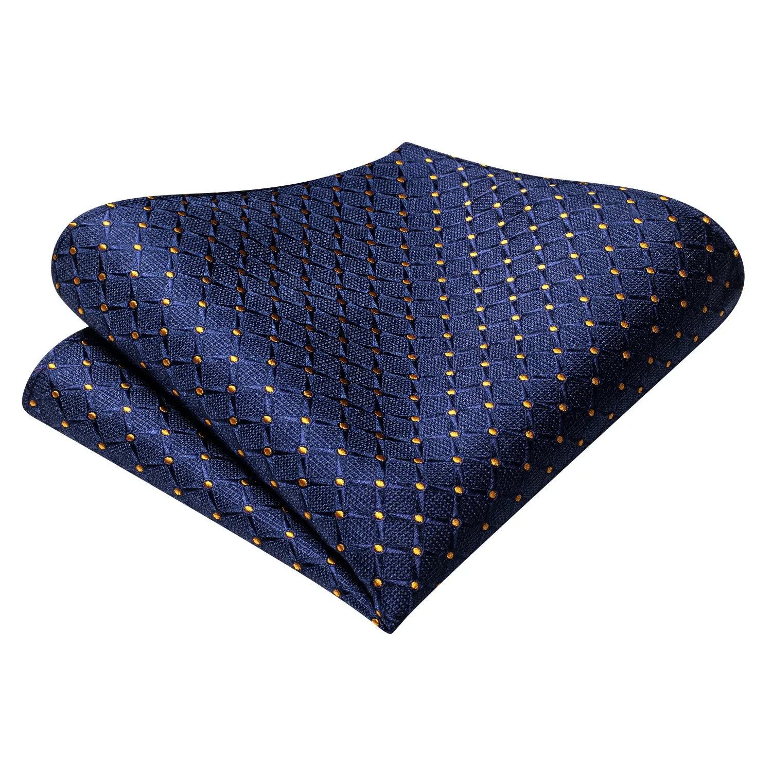 Blue Golden Dot Silk Self-tied Bow Tie Pocket Square Cufflinks Pin Set