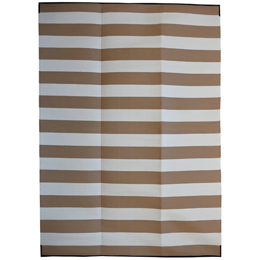 Brittany Beige & White Stripes Foldable Waterproof Large Camping Mat - 270x360 CM