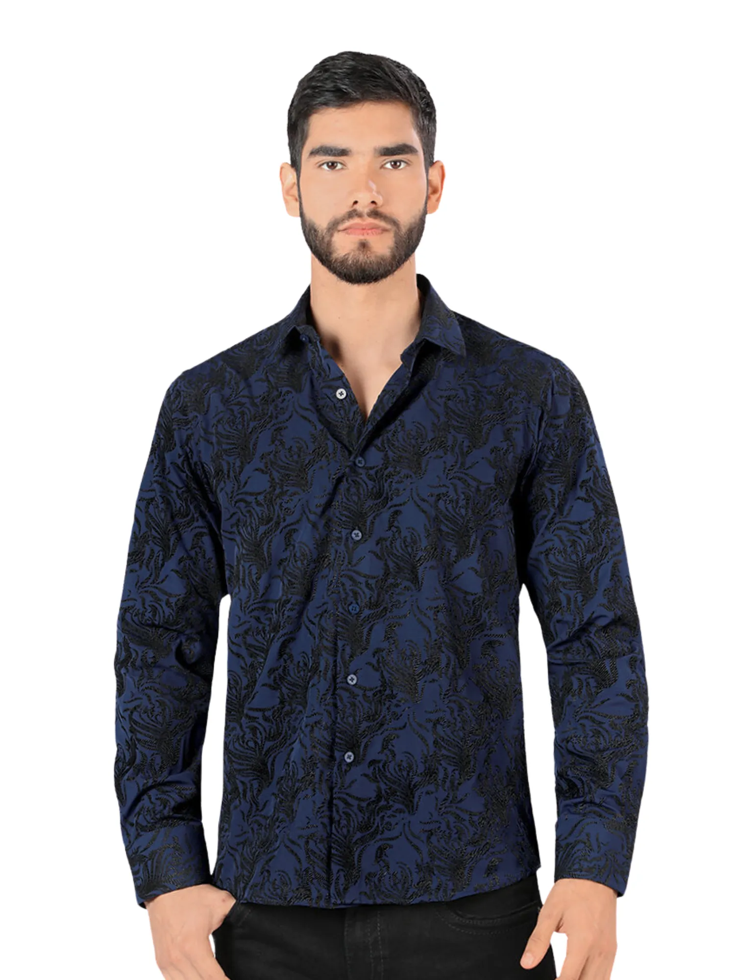 Camisa Casual Manga Larga Estampada para Hombre 'Montero' - ID: 0804