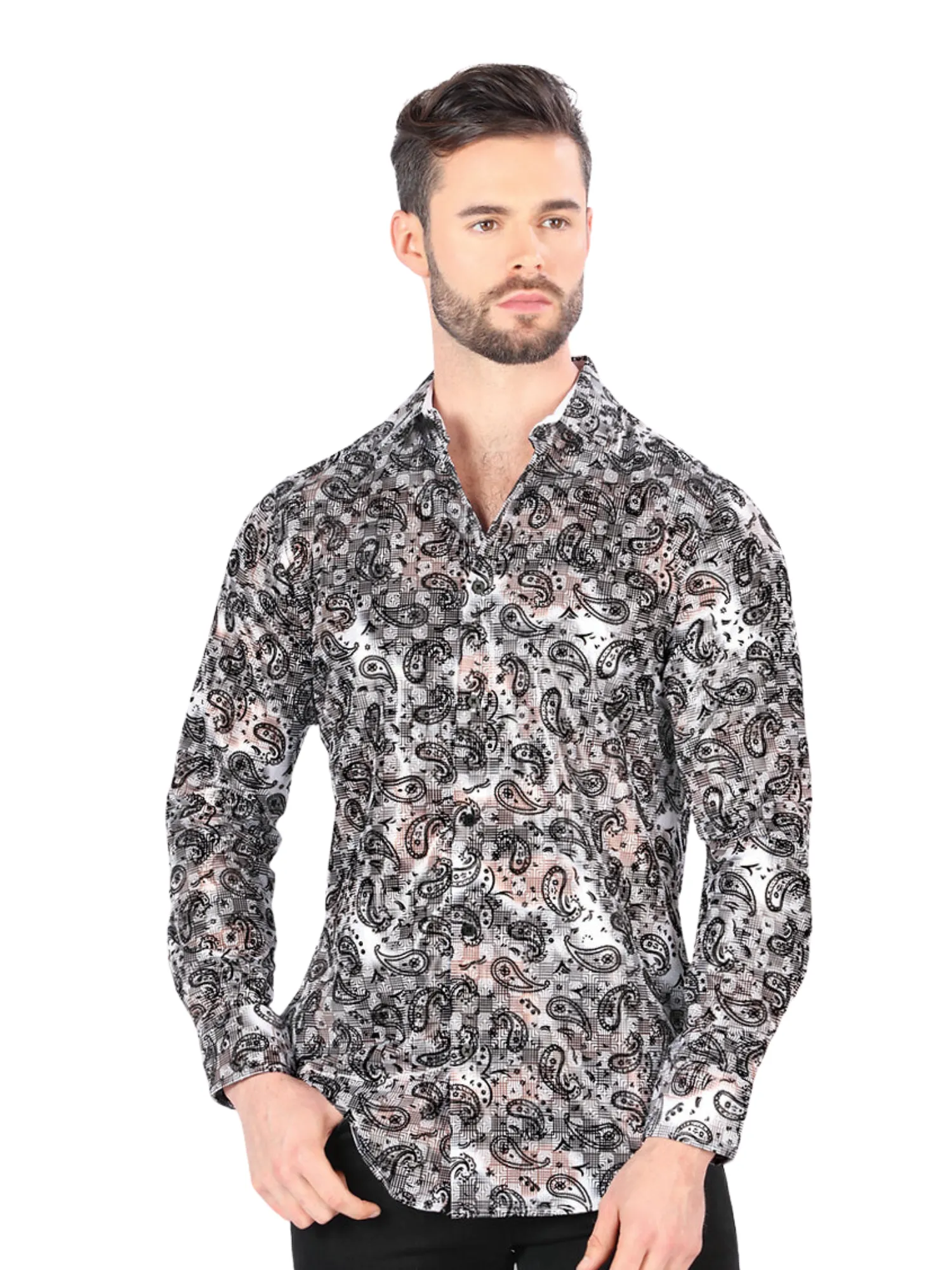 Camisa Casual Manga Larga Estampada para Hombre 'Montero' - ID: 3003