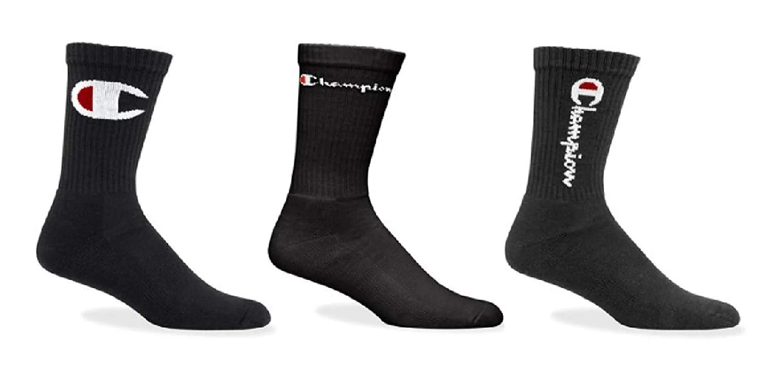 Champion LIFE Men's 3-Pack Multi Logo Athletic Crew Socks