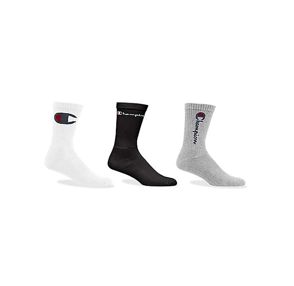 Champion LIFE Men's 3-Pack Multi Logo Athletic Crew Socks