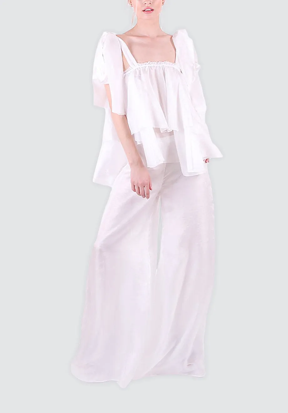 Daisy White | Top and Kick Flare Pants Set