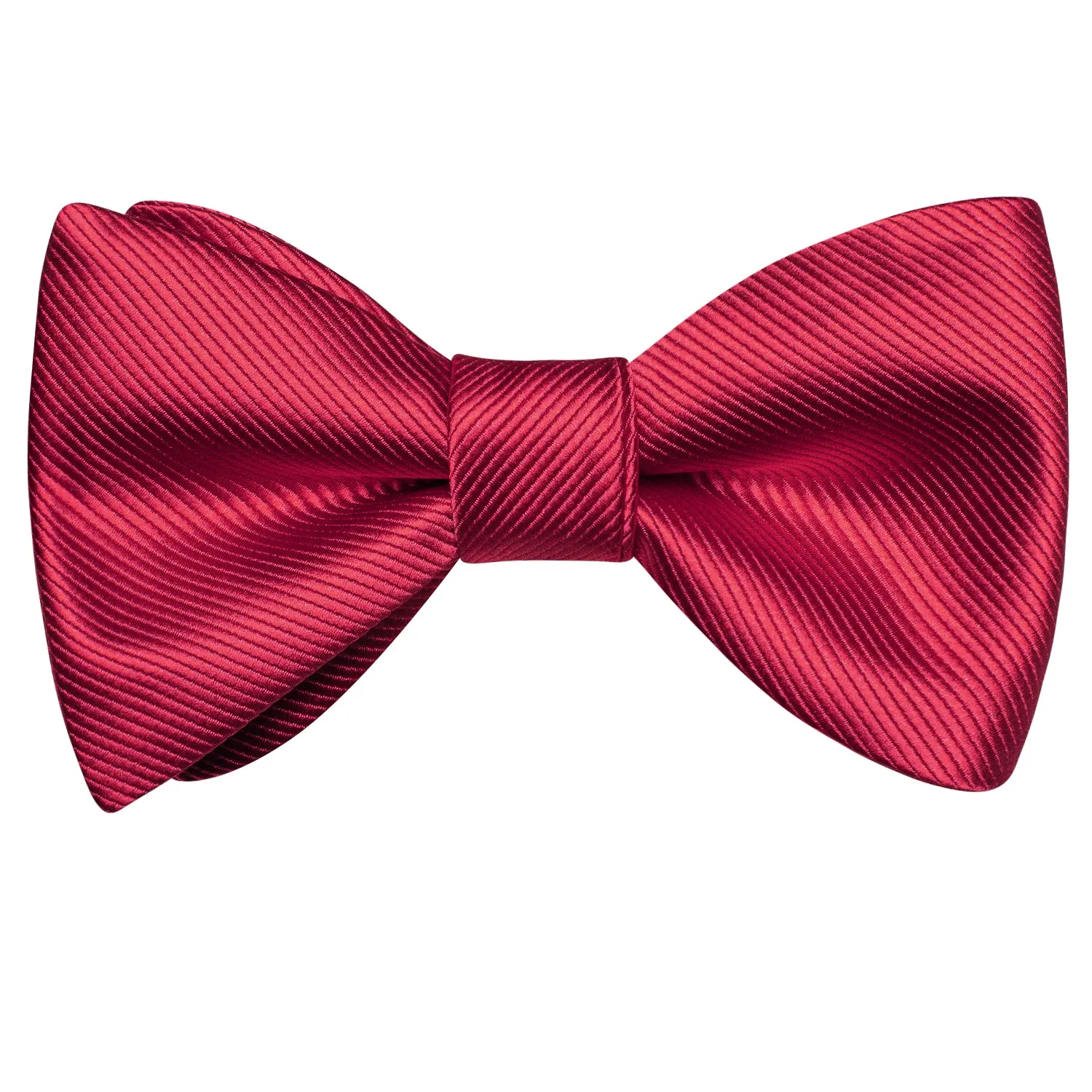 Deep Red Striped Silk Self-tied Bow Tie Pocket Square Cufflinks Set