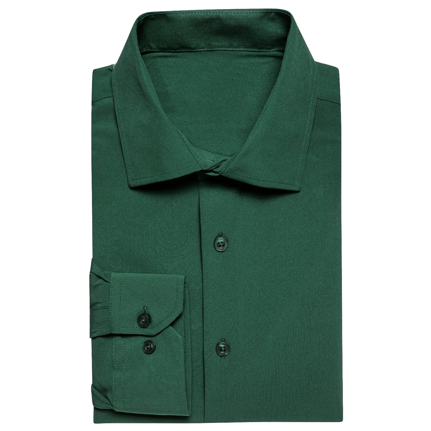 Emerald Green Solid Stretch Men's Long Sleeve Shirt