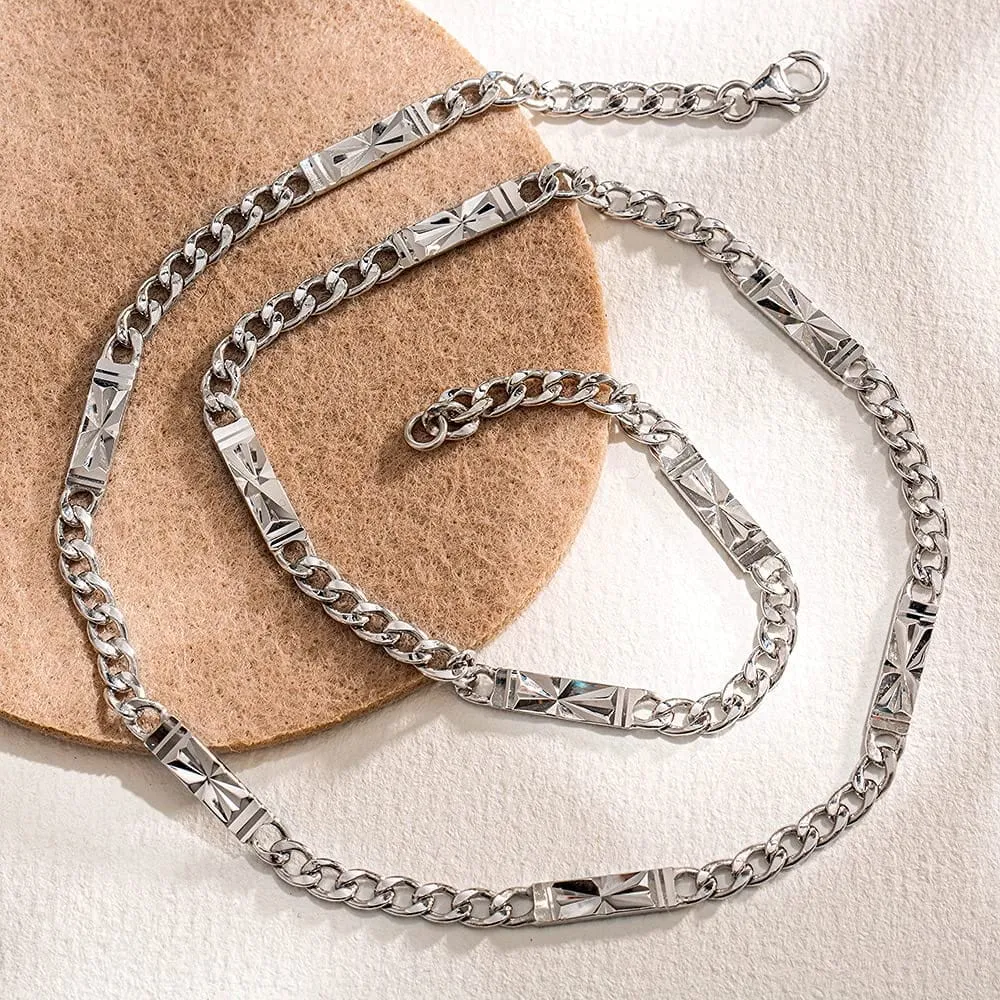 FANCIME Mens Sterling Silver Cuban Link Chain 20 inches