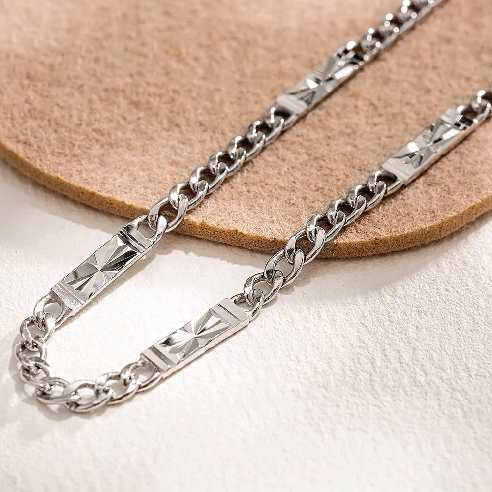 FANCIME Mens Sterling Silver Cuban Link Chain 20 inches