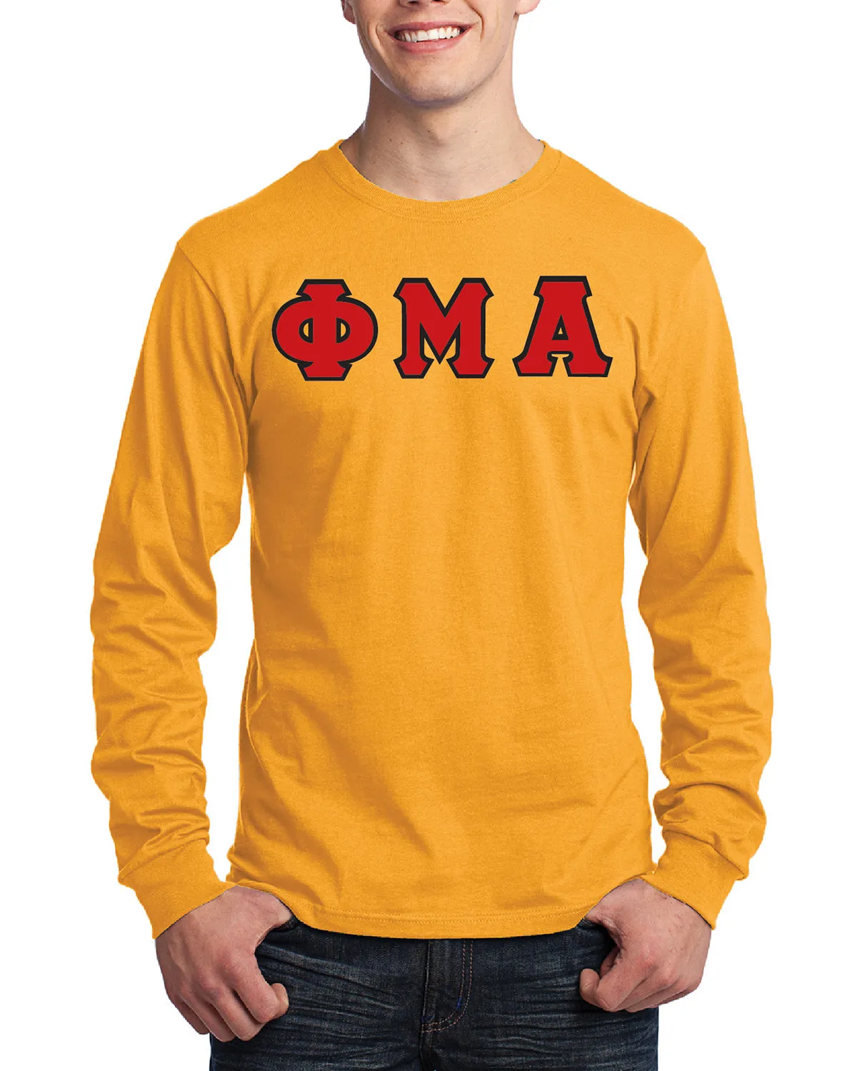 Greek Letter Long Sleeve T-Shirt - Gold