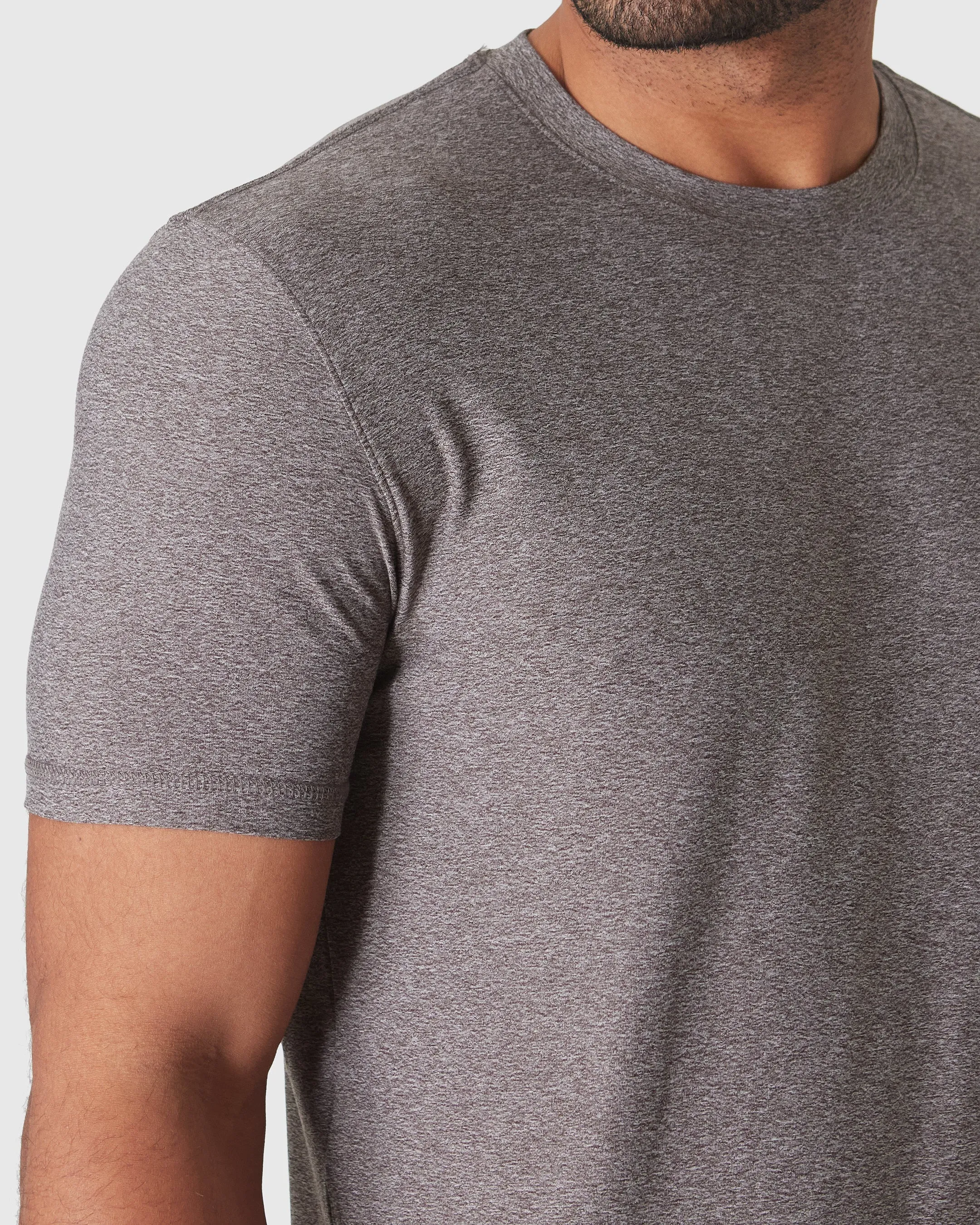 Heather Cocoa Active Crew Neck Tee