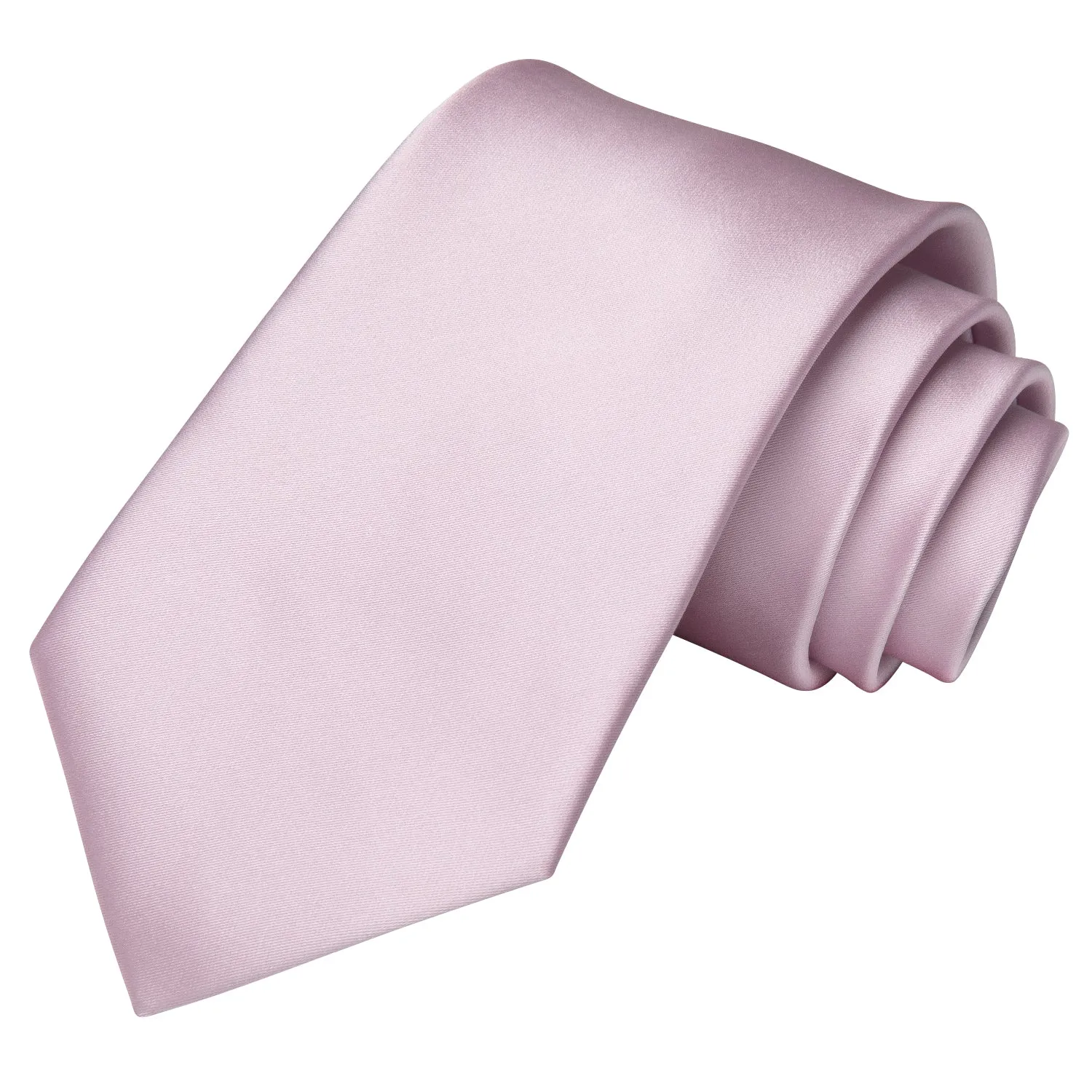 Hi-Tie Light Pink Solid Necktie Pocket Square Cufflinks Set for Men