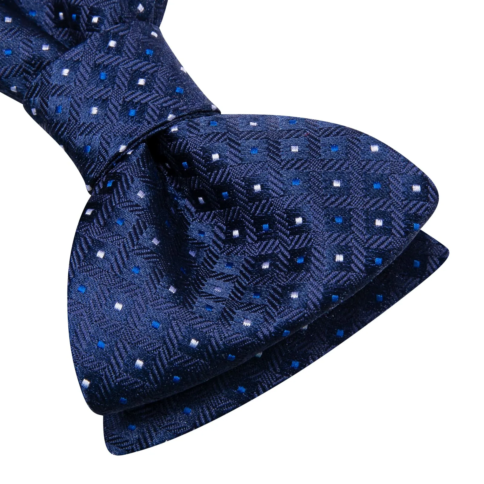 Hi-Tie Navy Blue Bowtie Colorful Squares Geometric Pattern Tie Set