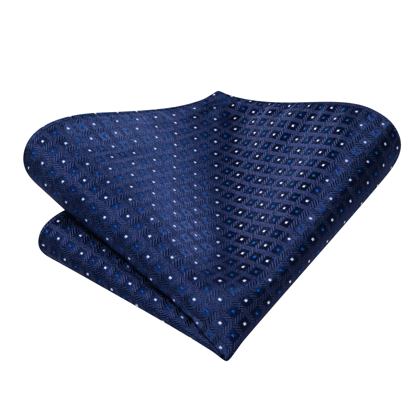 Hi-Tie Navy Blue Bowtie Colorful Squares Geometric Pattern Tie Set