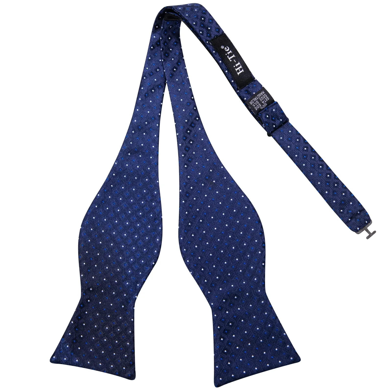 Hi-Tie Navy Blue Bowtie Colorful Squares Geometric Pattern Tie Set