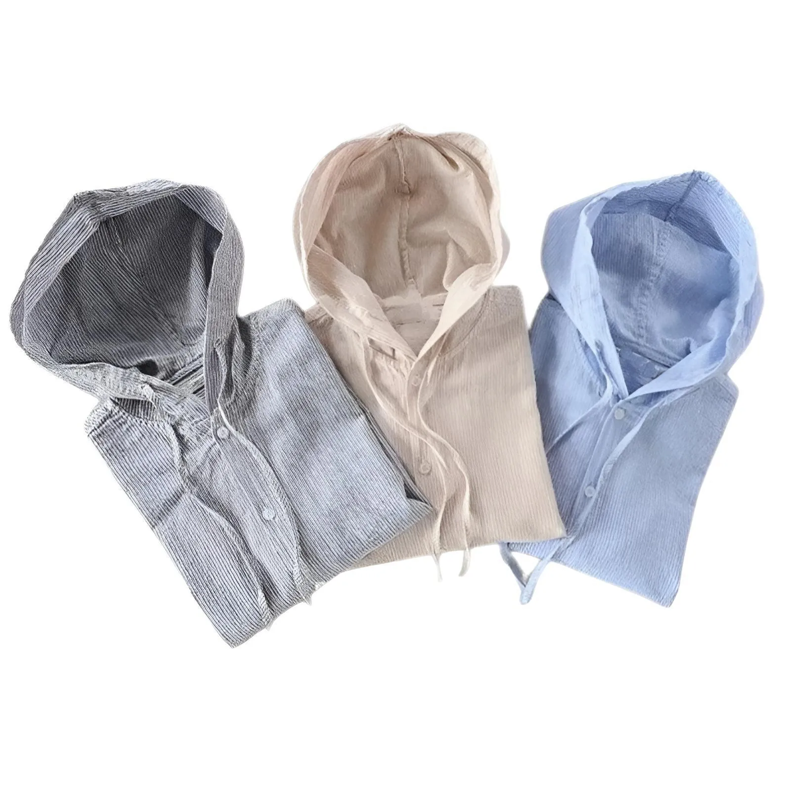 High Fashion Cotton and Linen Casual Men's Hooded Long Sleeve Shirt