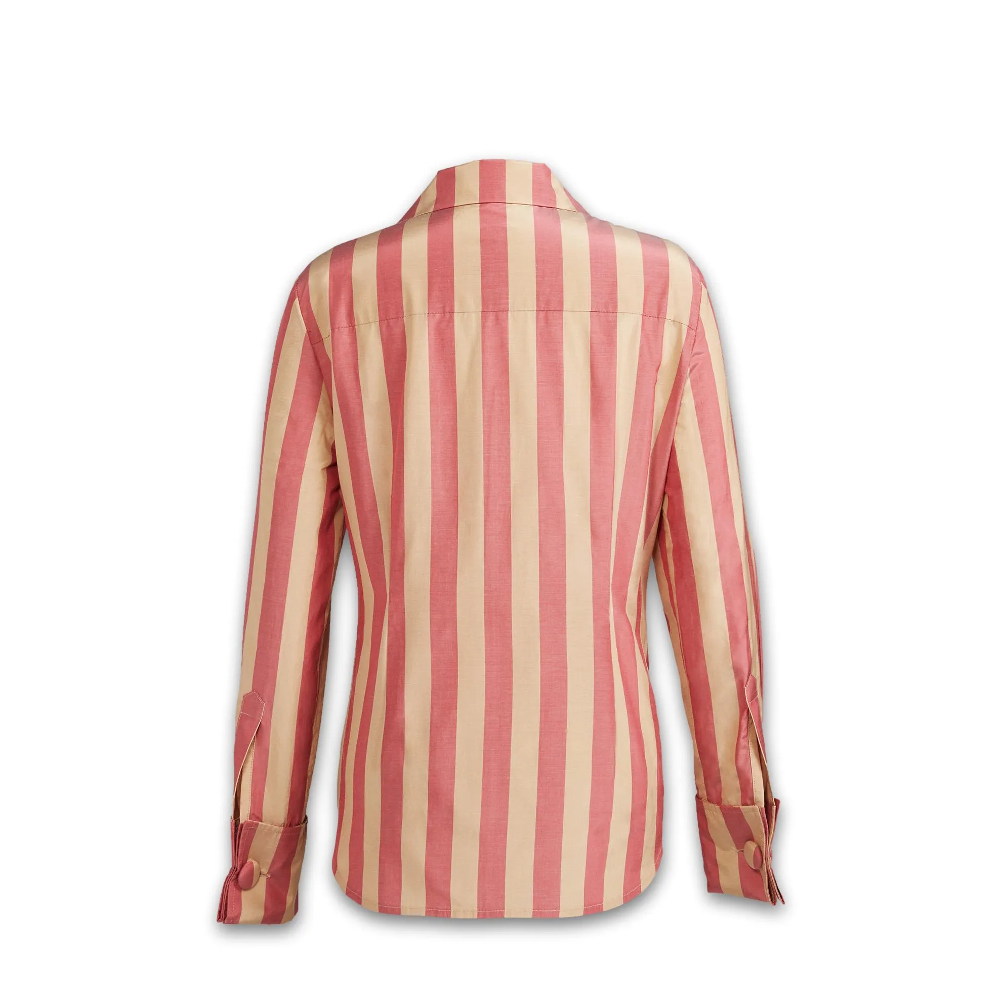 J. Peterman Women's Striped Taffeta Blouse in Cream and Pink