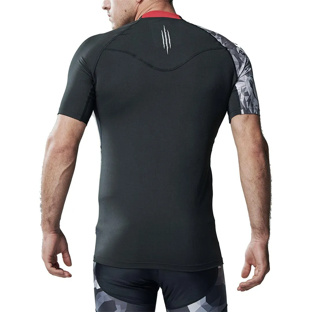 Land-to-Water UPF50  Short Sleeve Black Rash Guard - Wolf Style