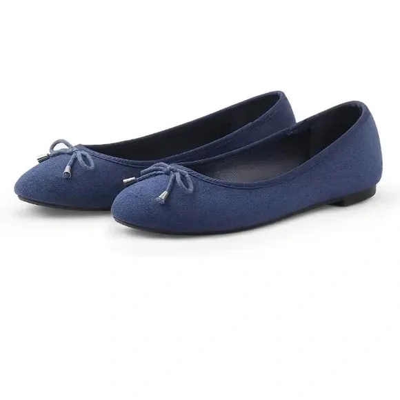 Lands' End Navy Women's  Scallop Ballet Flats