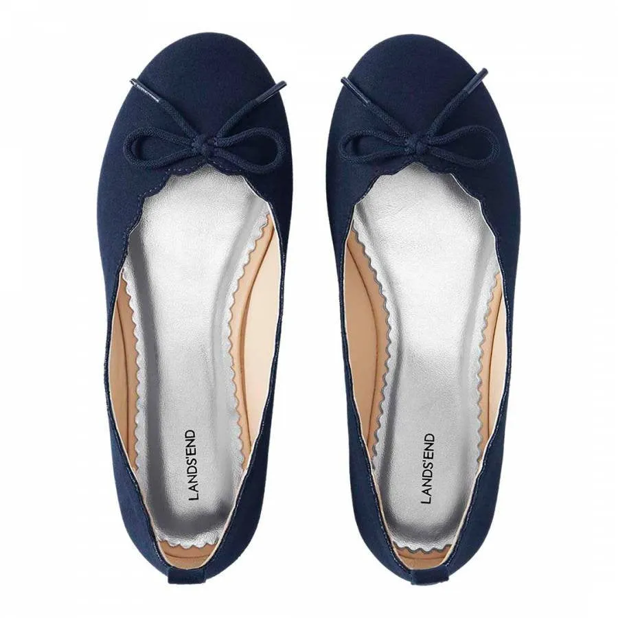 Lands' End Navy Women's  Scallop Ballet Flats