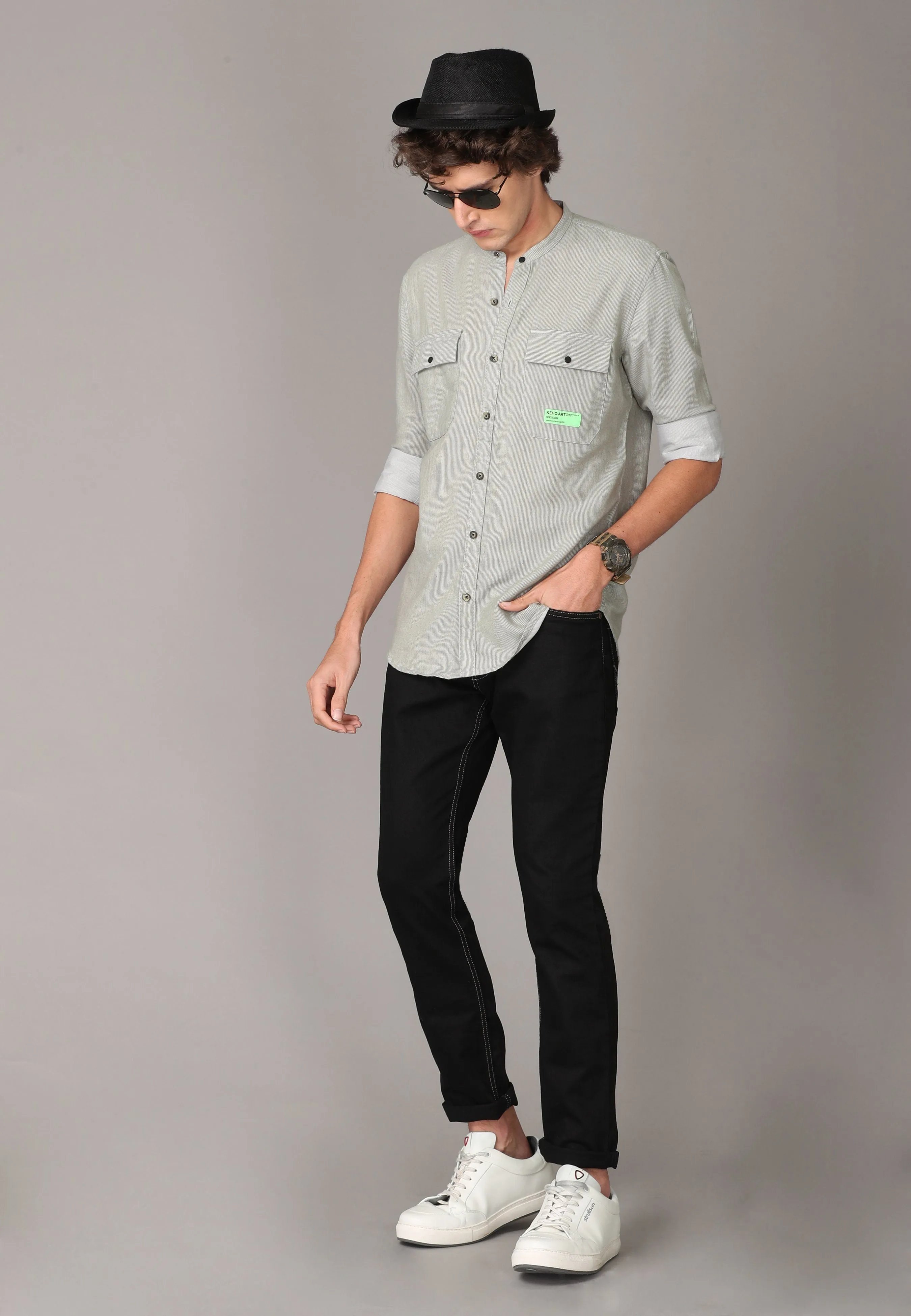 Light Ash Linen Full Sleeve Shirt