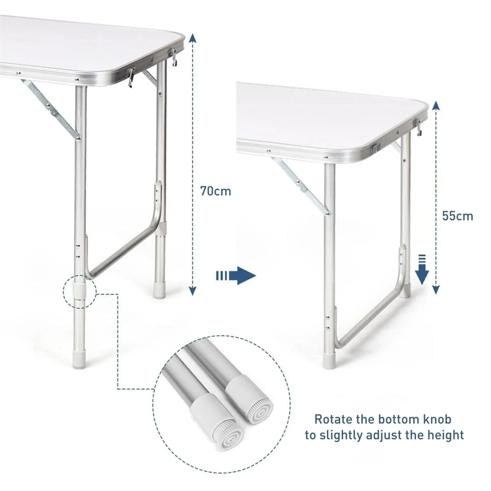 Lightweight Foldable Camping Table 120cm Silver, KILIROO