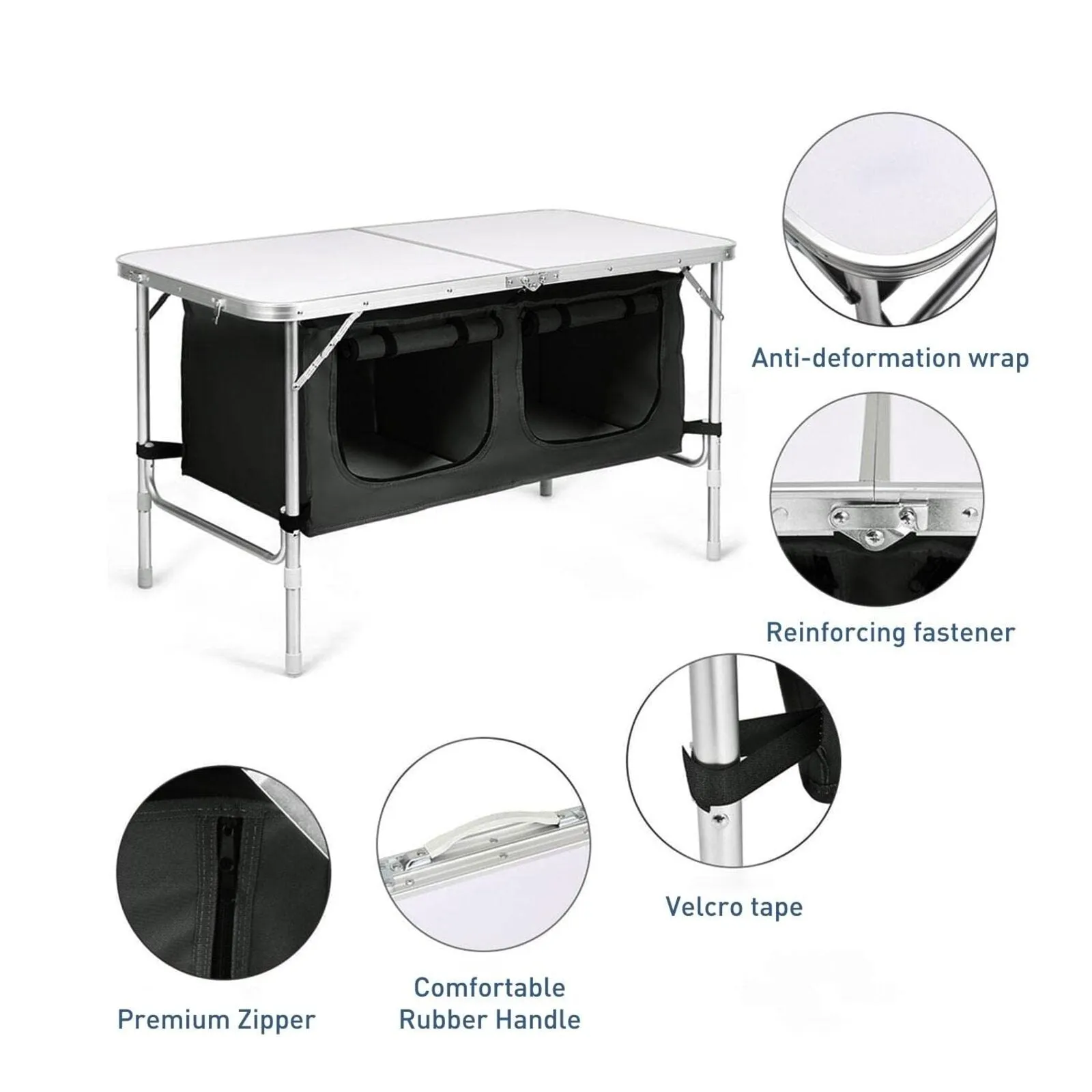 Lightweight Foldable Camping Table 120cm Silver, KILIROO