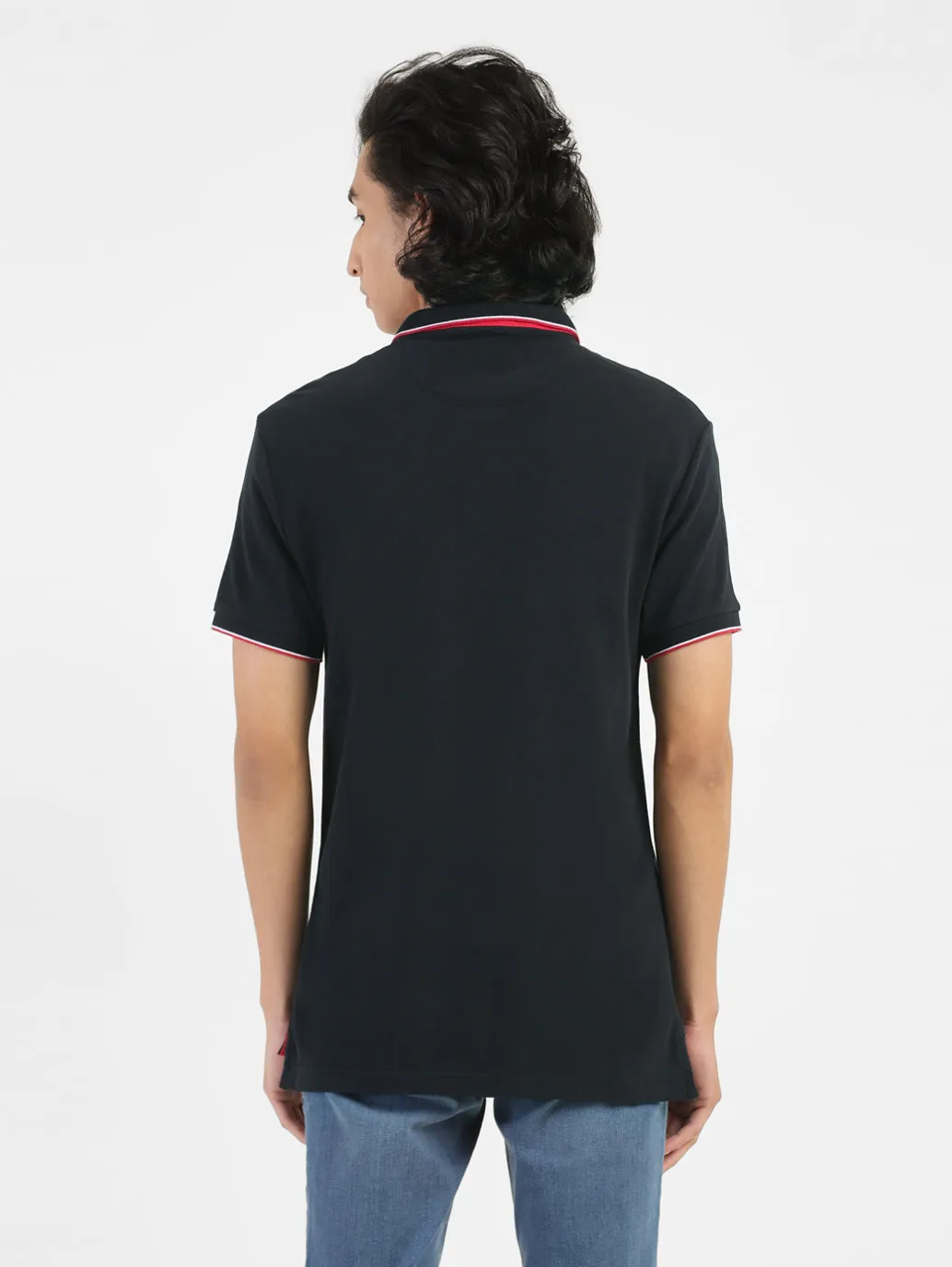 Men's Black Polo Collar T-Shirt