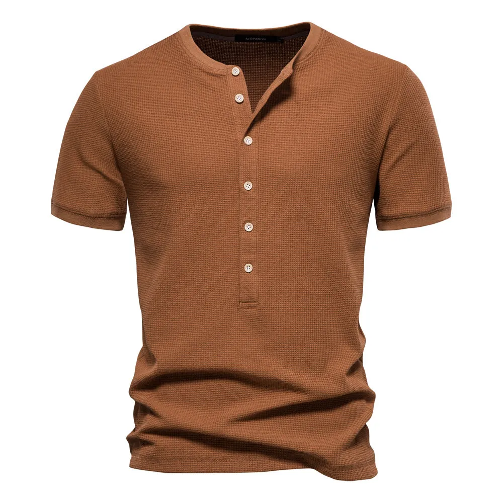 Men's Neckline Stitching Short Sleeve Solid Color Fit Summer T-Shirt | TS1076