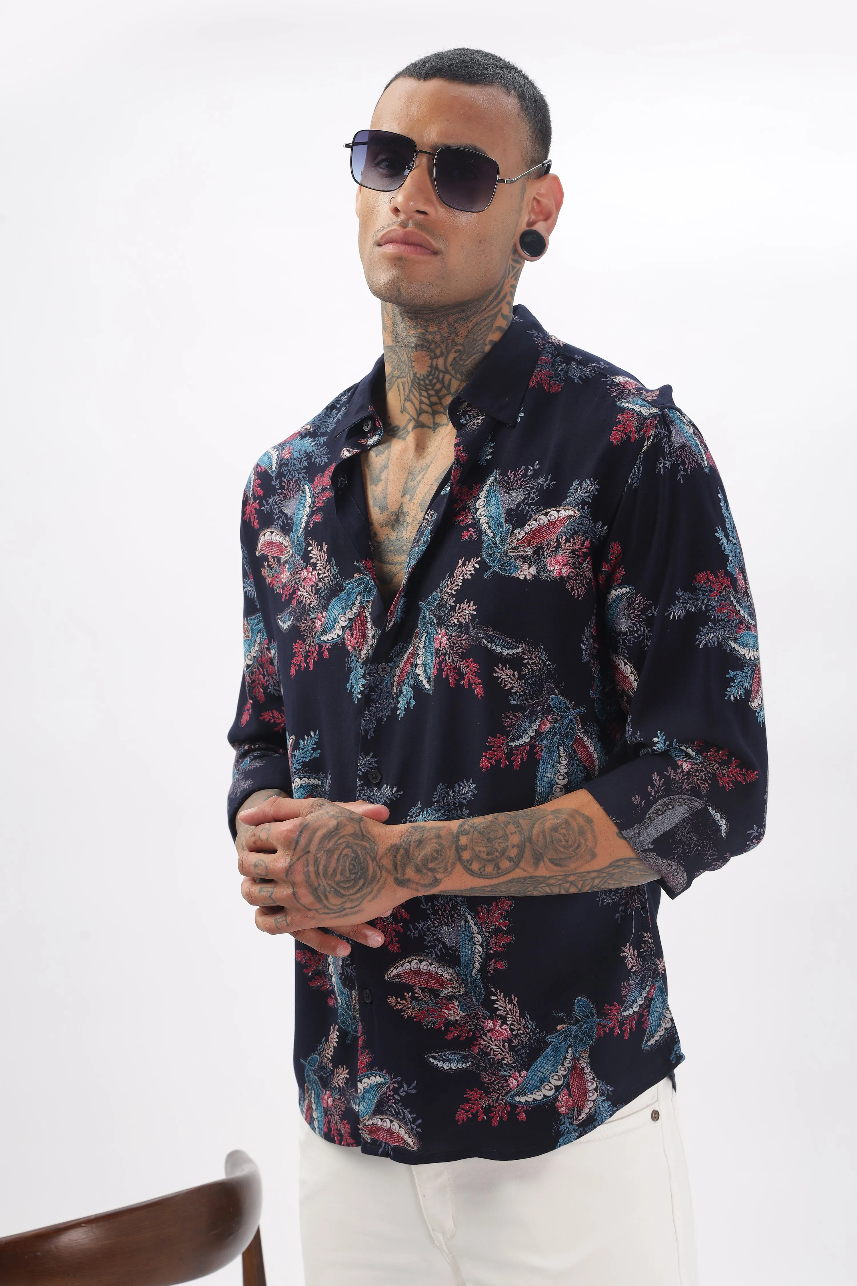 Midnight Floral Viscose Shirt