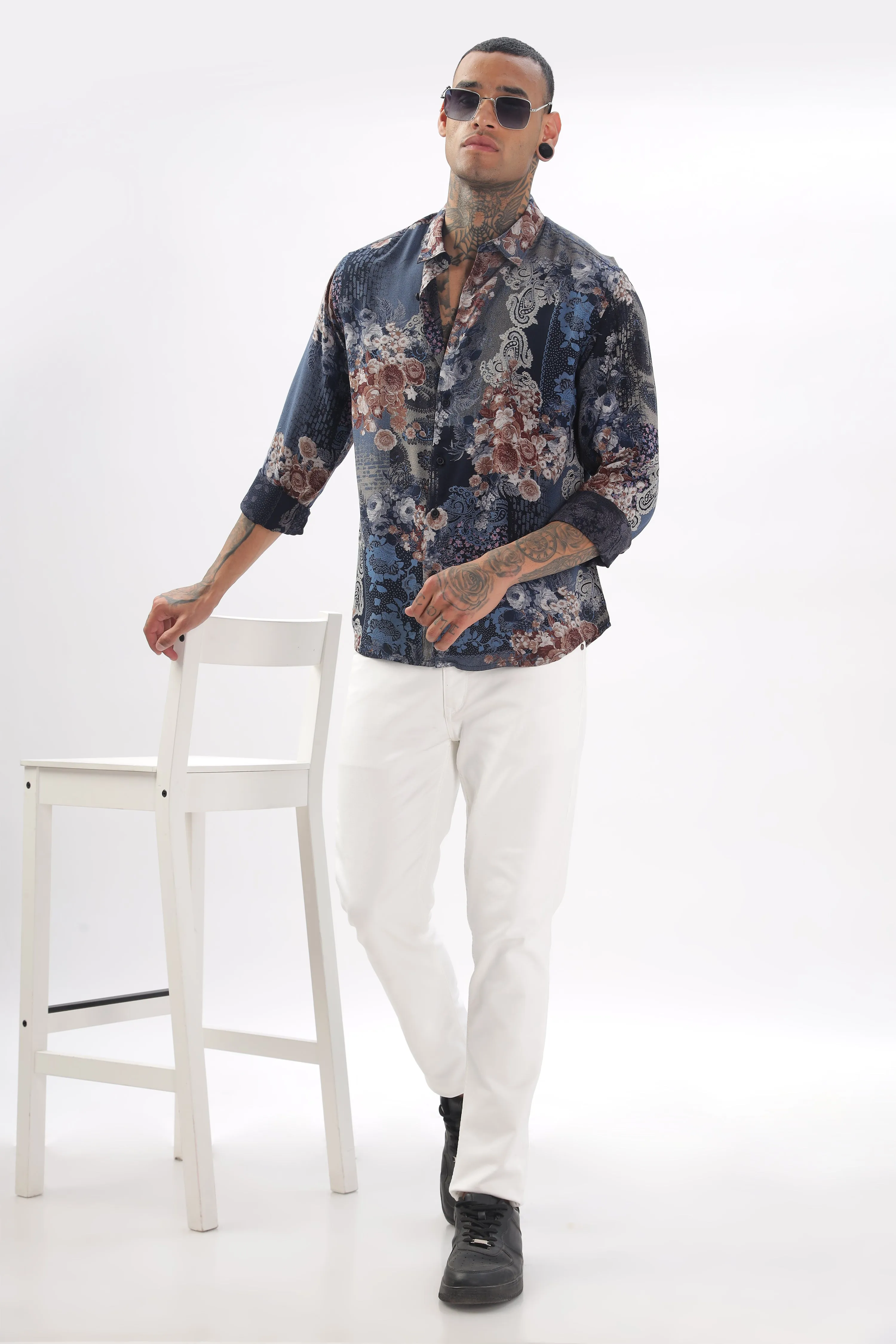 Midnight Floral Viscose Shirt