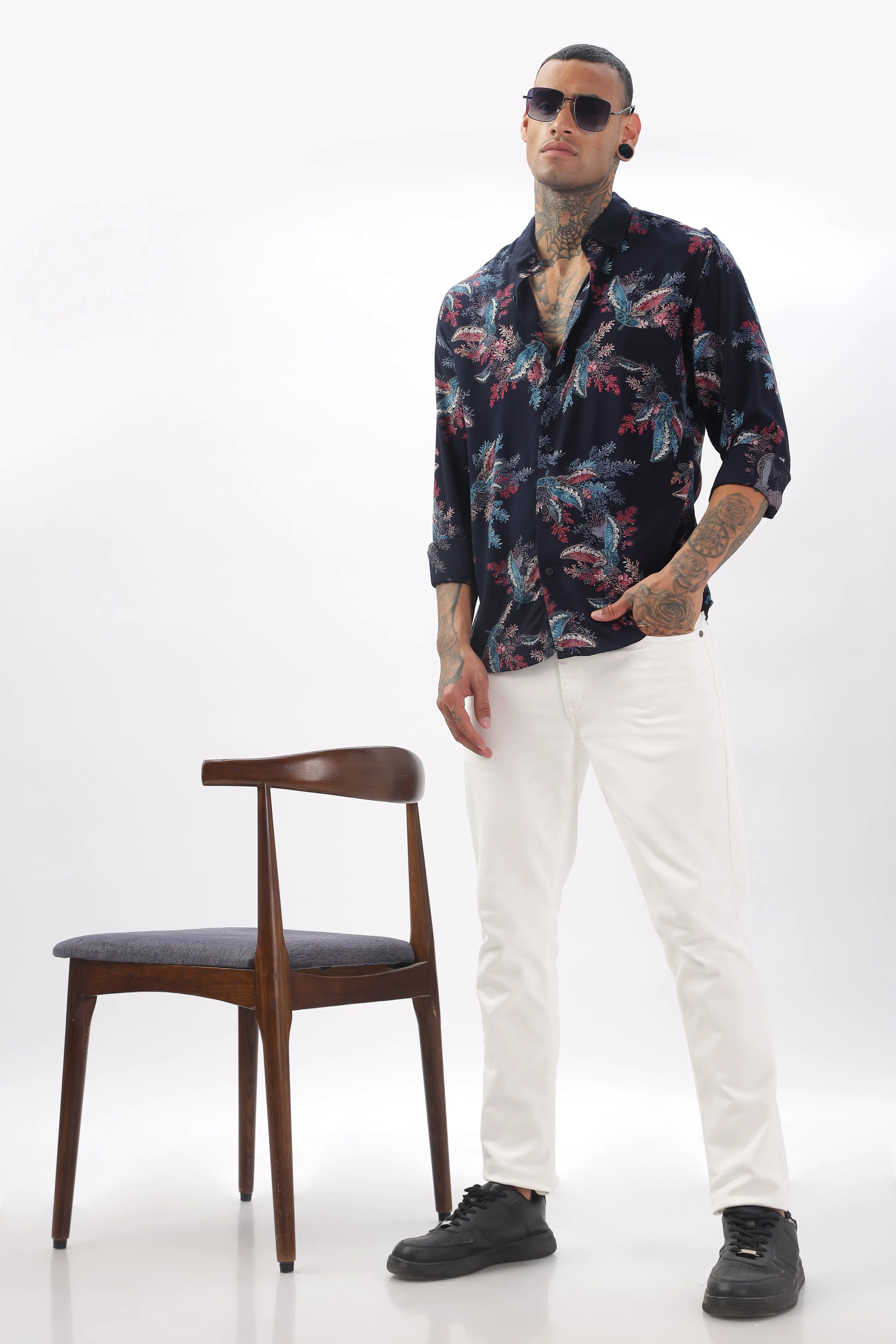 Midnight Floral Viscose Shirt