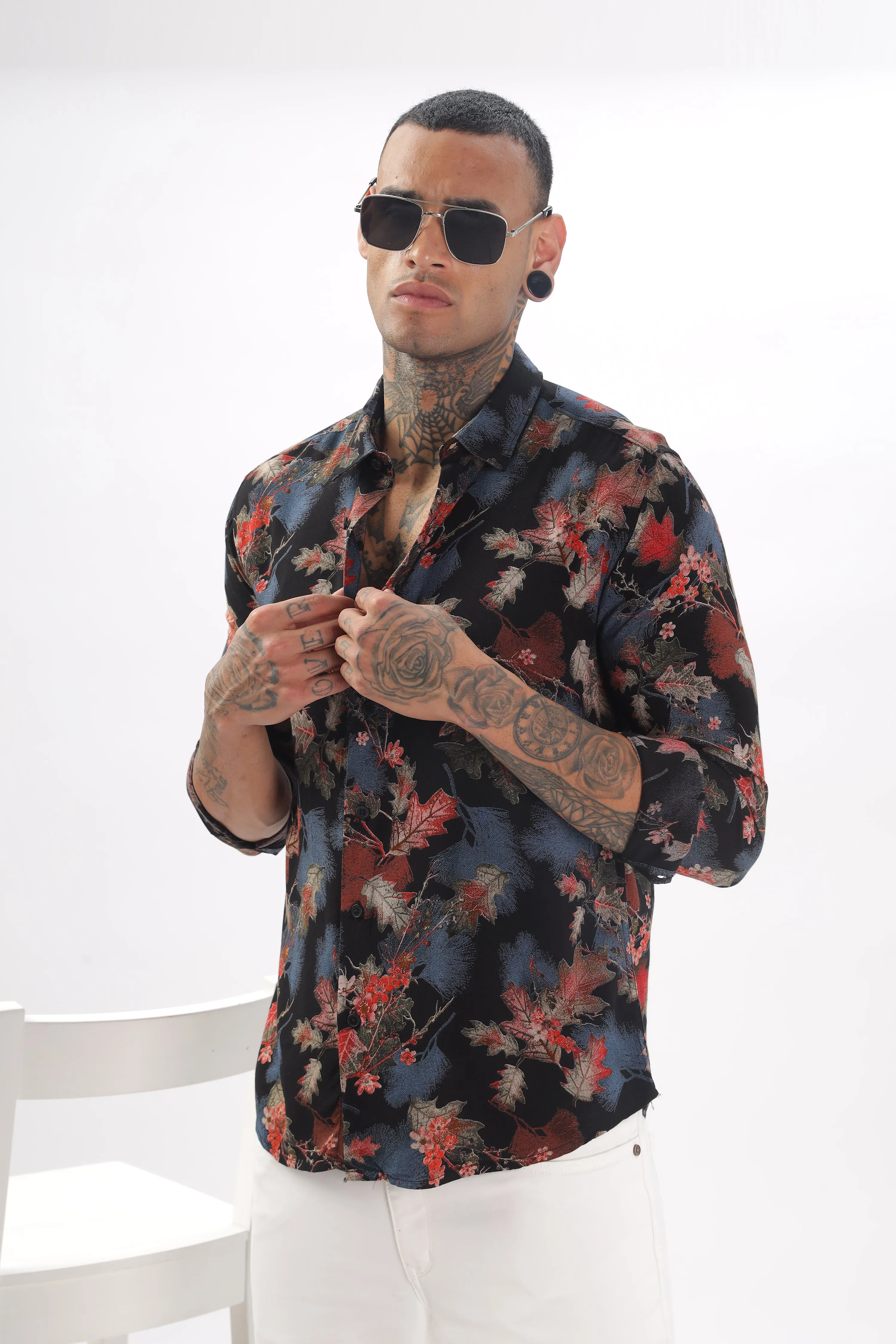 Midnight Floral Viscose Shirt