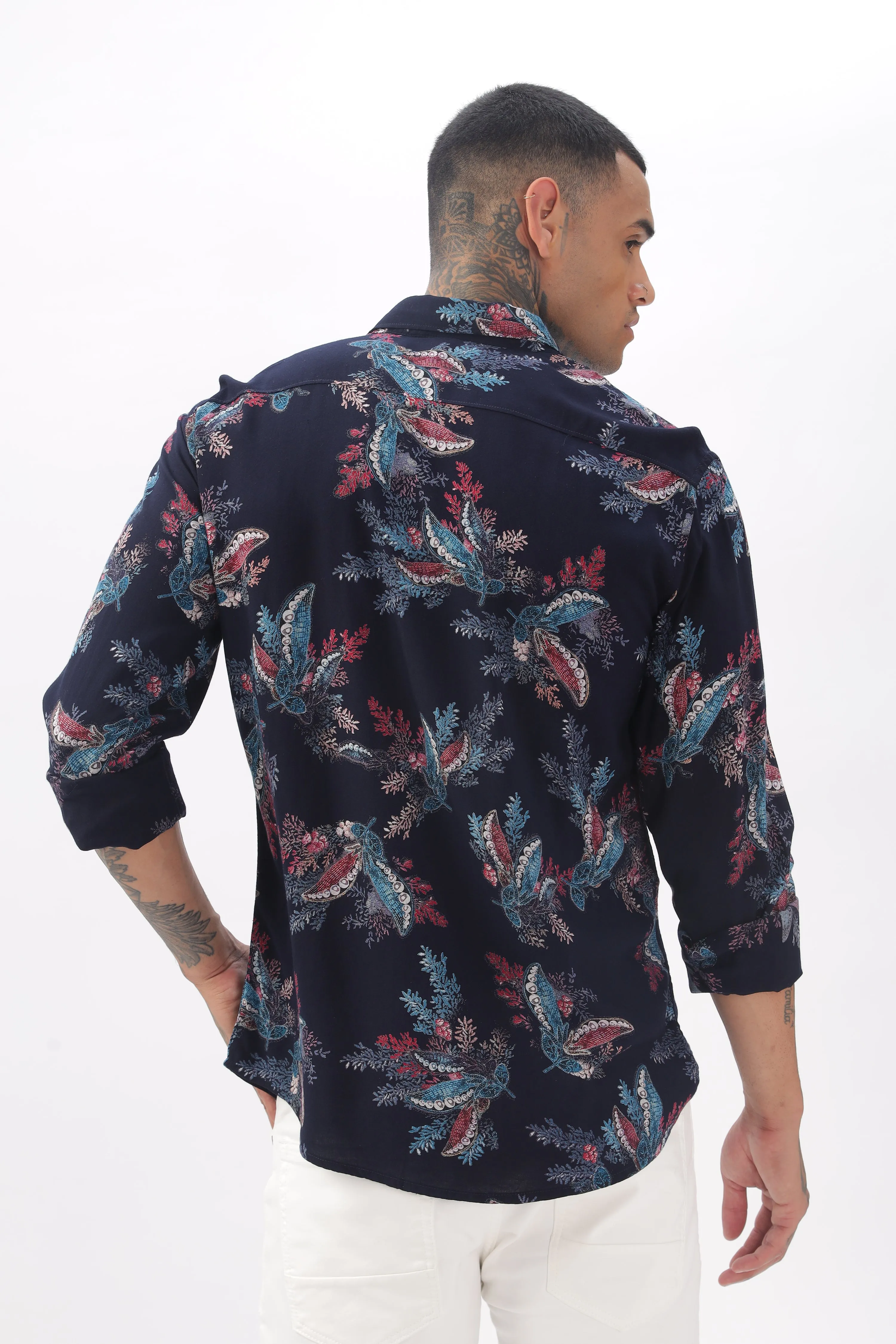 Midnight Floral Viscose Shirt