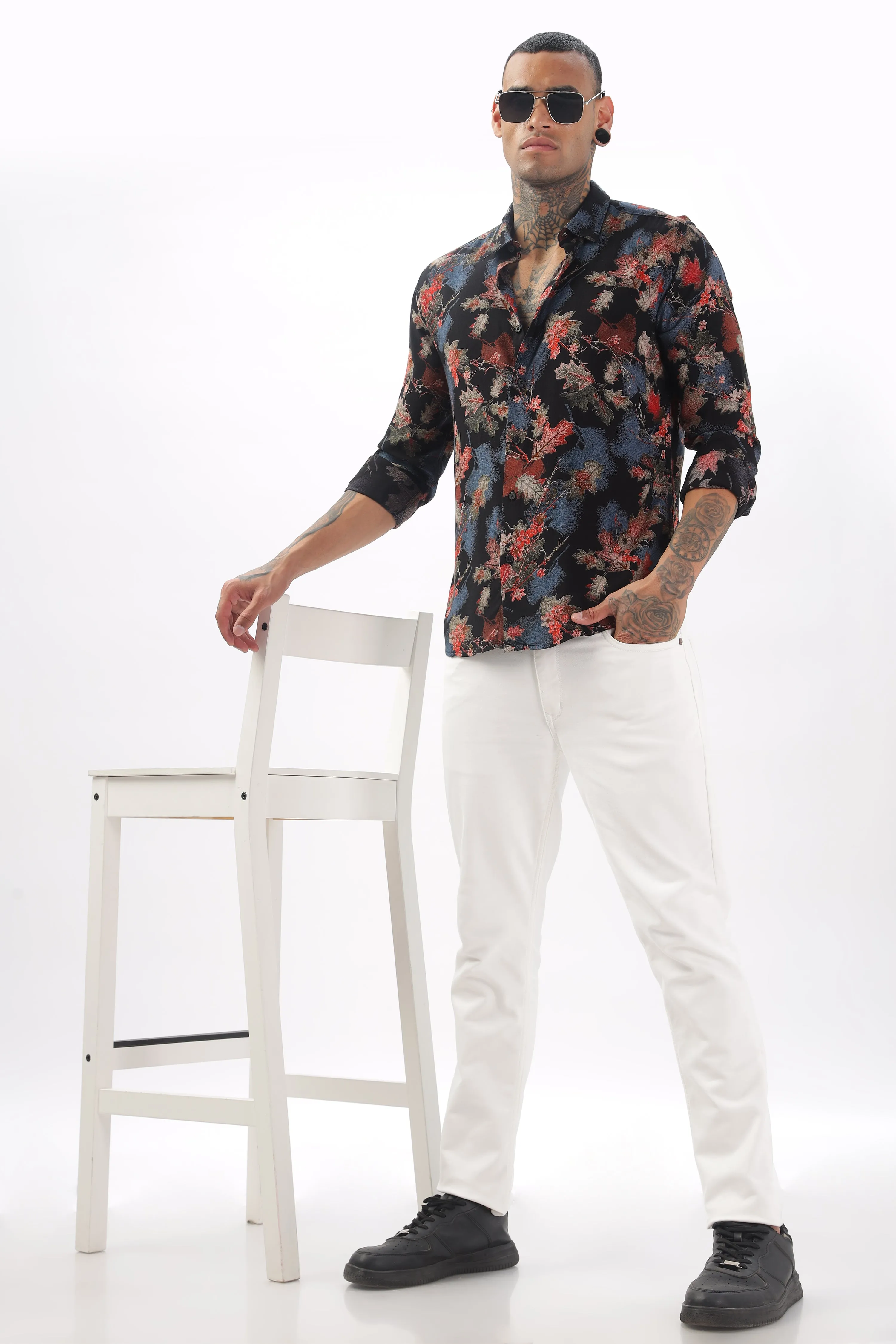 Midnight Floral Viscose Shirt