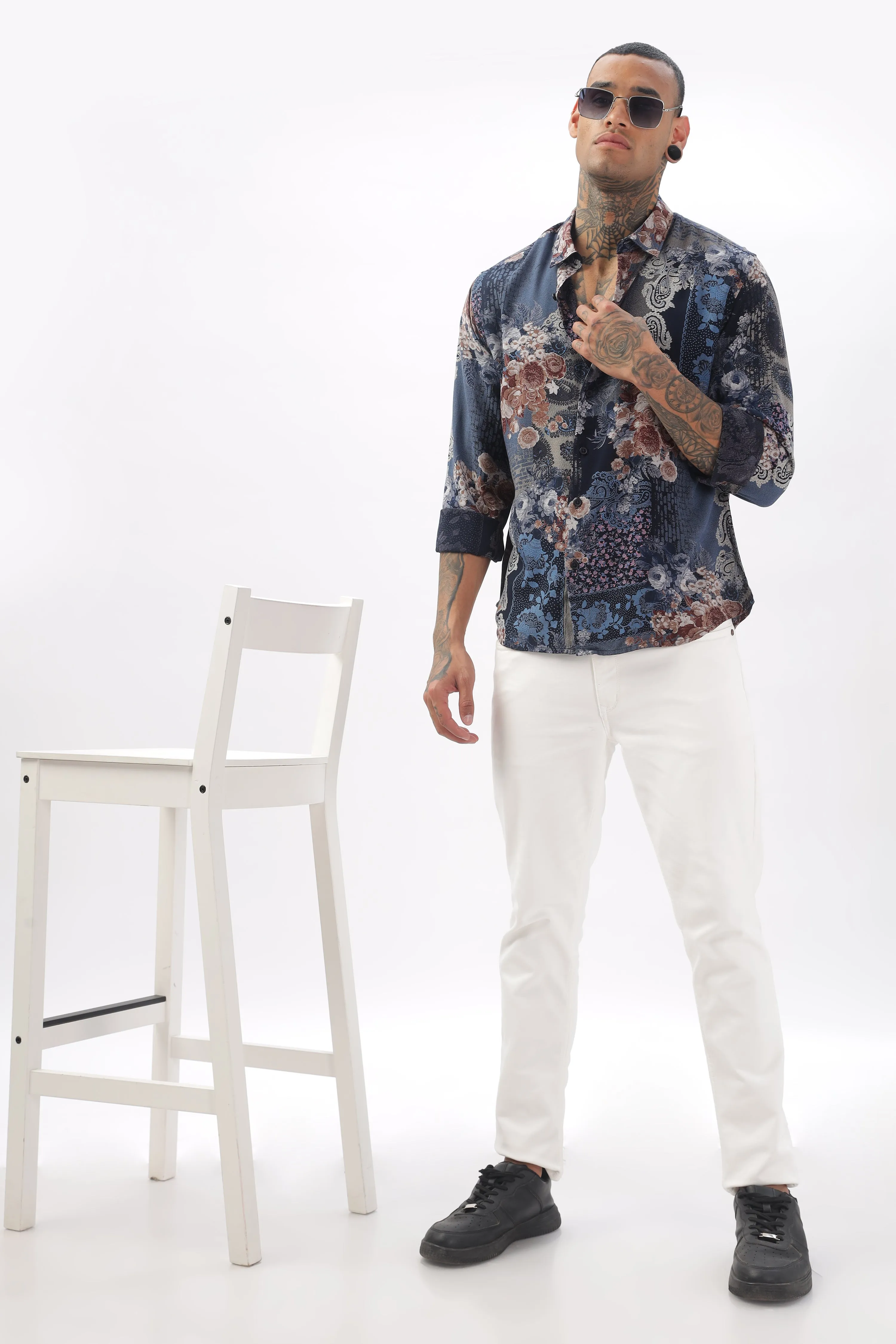 Midnight Floral Viscose Shirt