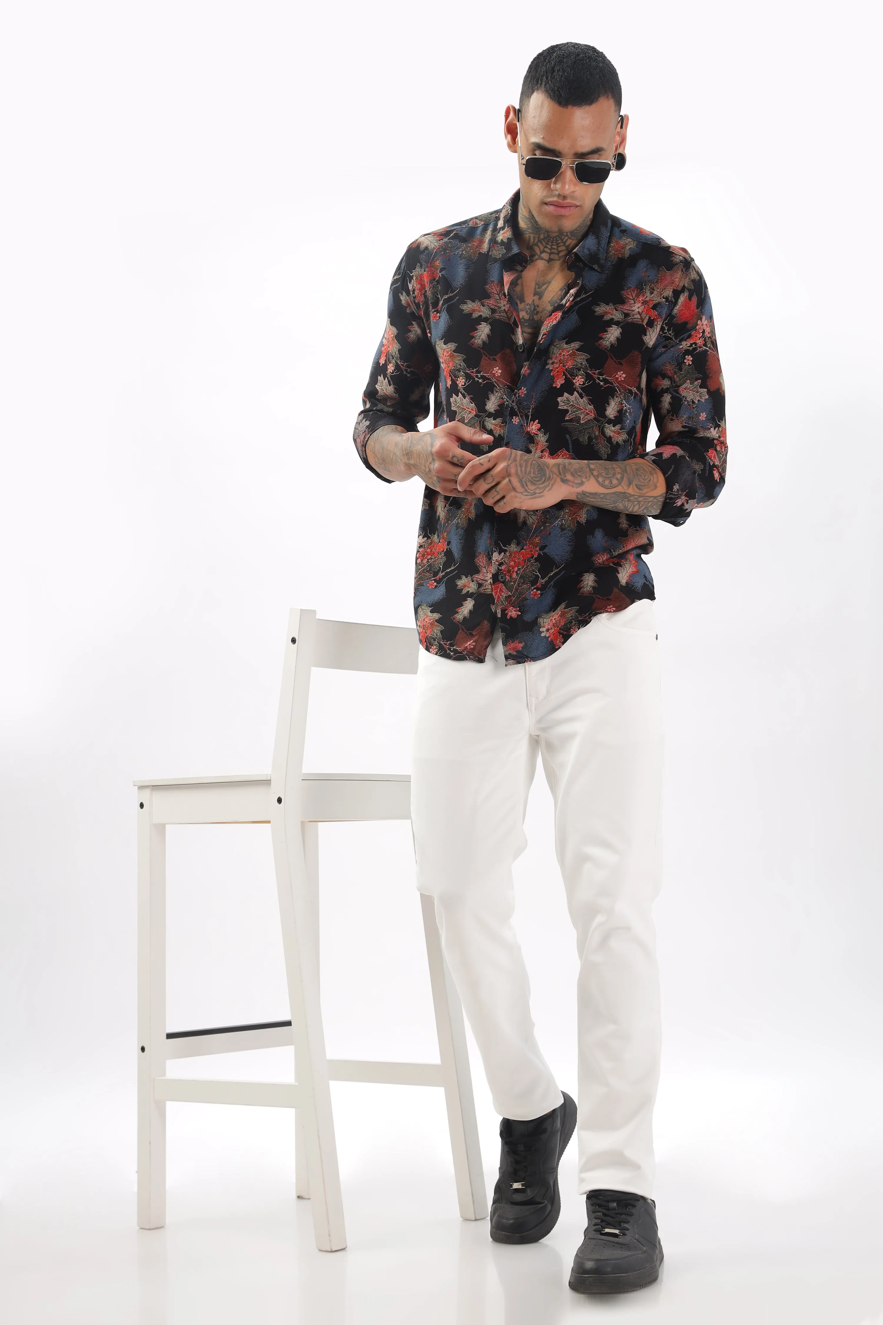 Midnight Floral Viscose Shirt