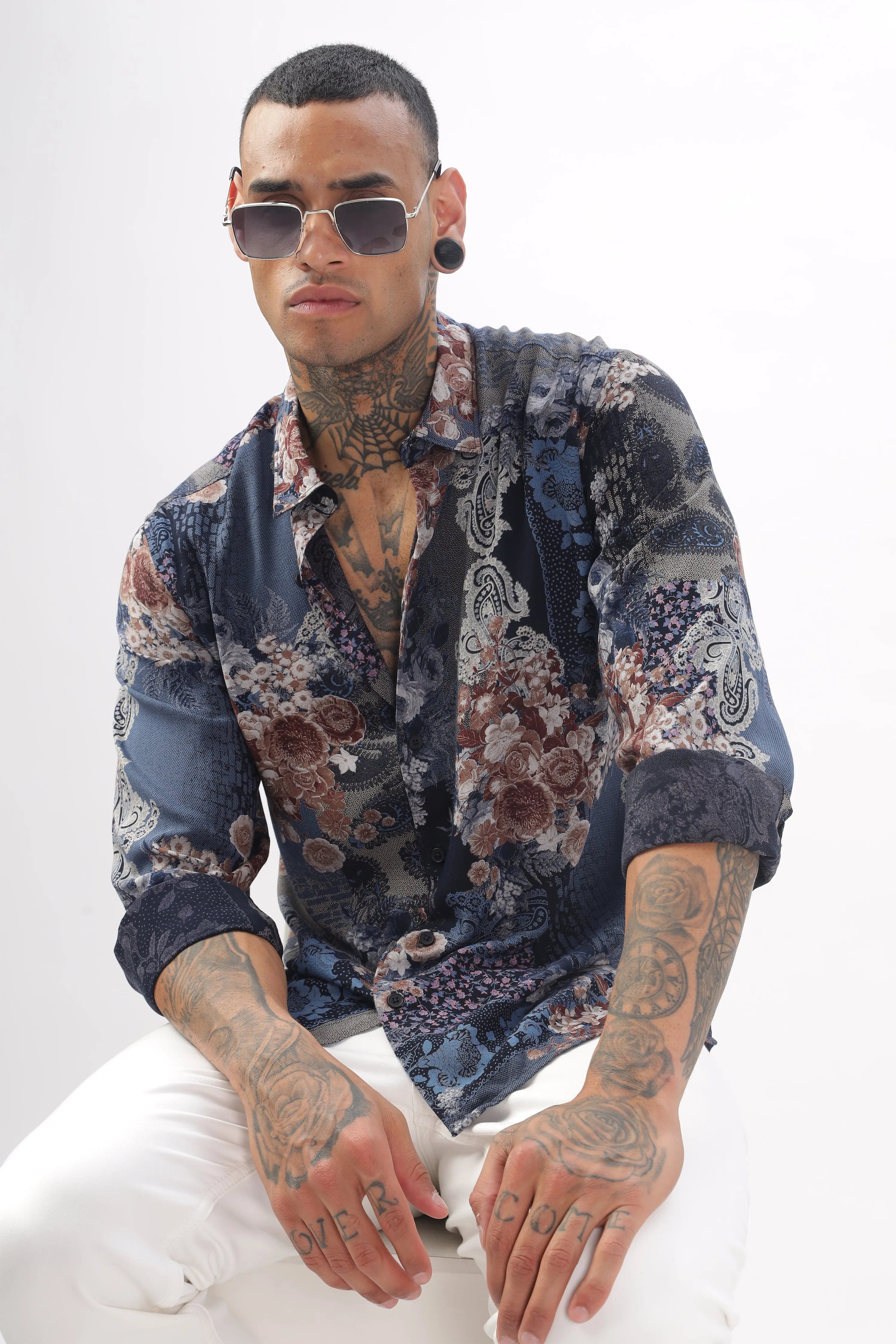 Midnight Floral Viscose Shirt