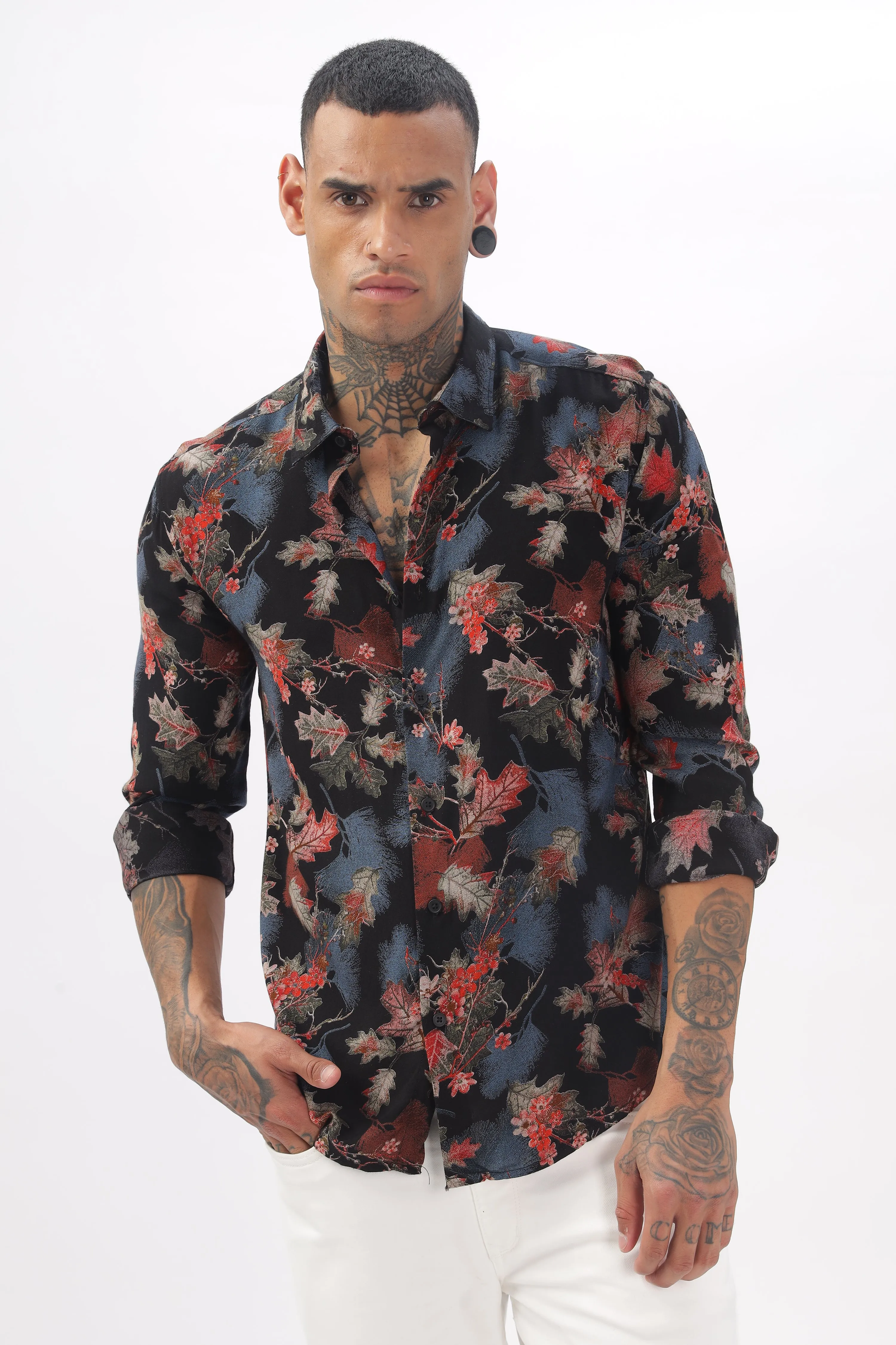 Midnight Floral Viscose Shirt