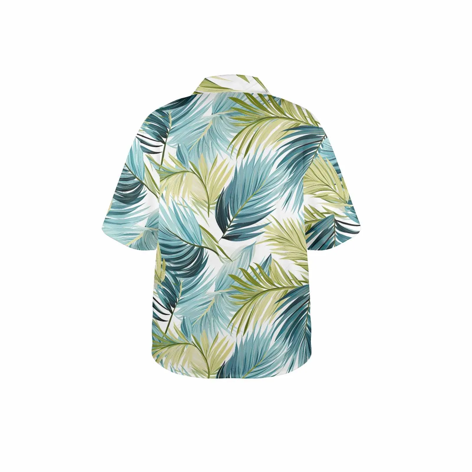 Palm Leaves Blue Green Women's Hawaiian Shirt