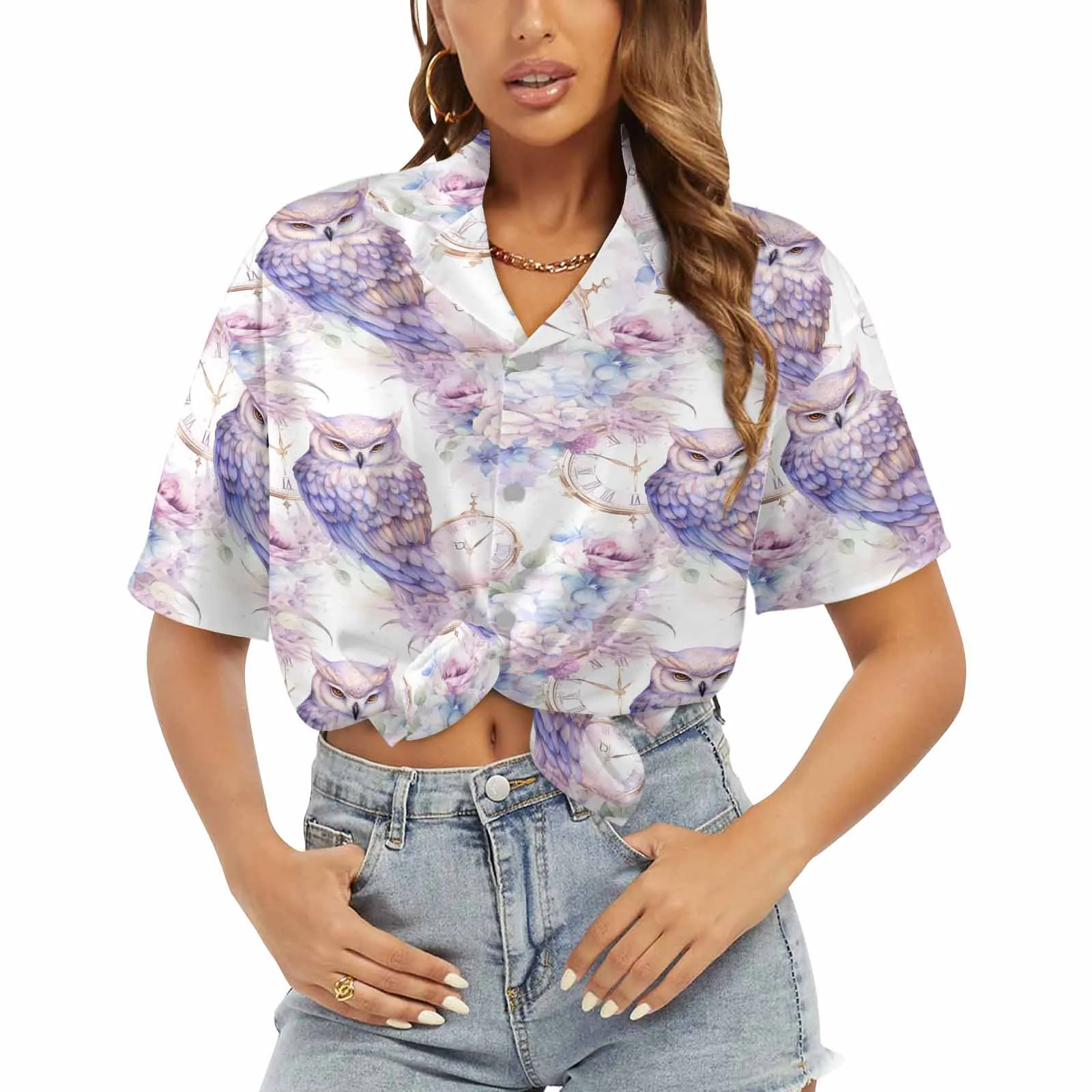 Pastel Owls Women's Hawaiian Shirt