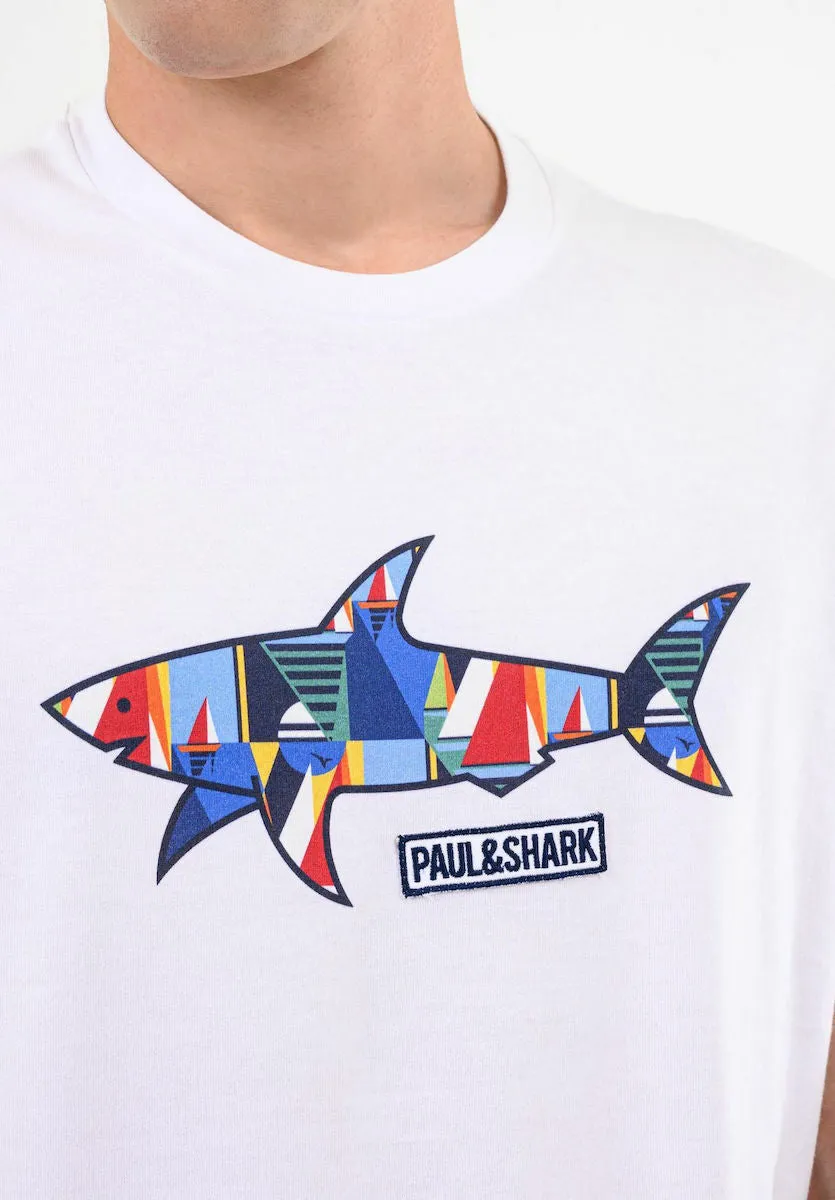 PAUL & SHARK Organic Cotton Shark T-Shirt White